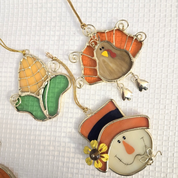 Fall Stained Glass Suncatchers Window Hanging Pumpkin Scarecrow Crow Turkey - Picture 5 of 8